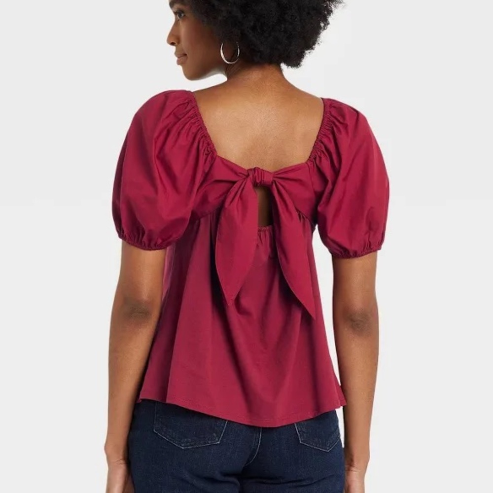 Women’s puff short sleeve tie-back blouse size XS - Picture 4 of 4